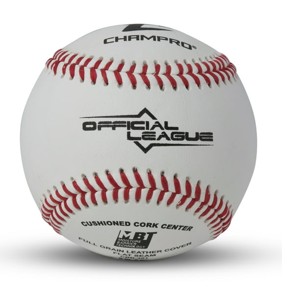 CHAMPRO Official League Baseballs, Full Grain Leather Cover and Flat Seams, 12 Pack