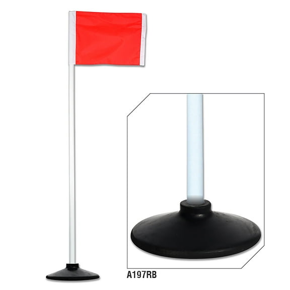 CHAMPRO Soccer Field Corner Flags with Rubber Bases, Orange