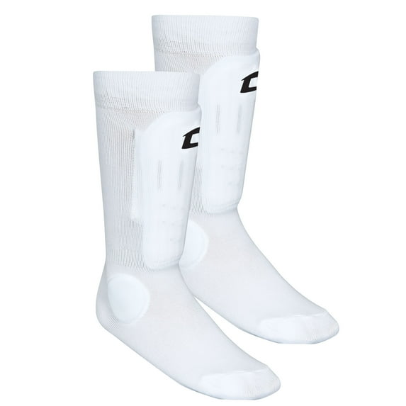 CHAMPRO Sock-Style Shin Guard, Medium/Large, White