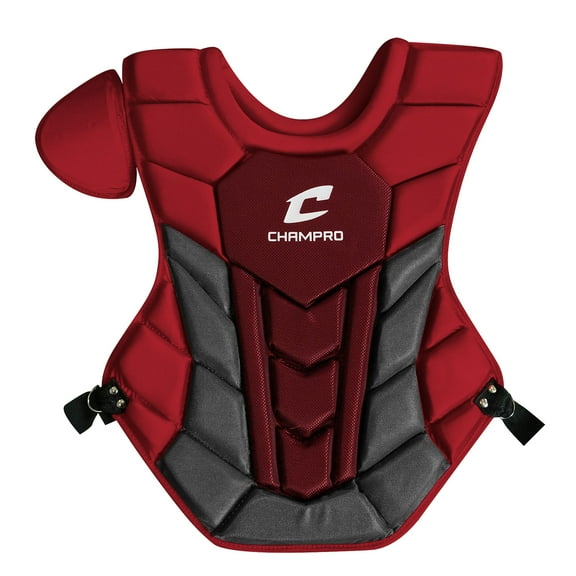 CHAMPRO Sports Optimus Pro Plus Sport Chest Protector, 14 In., Scarlet and Gray