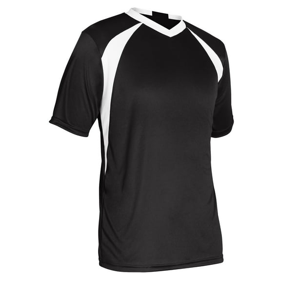 CHAMPRO Sweeper Lightweight Soccer Jersey, Adult Large, Black, White Highlights