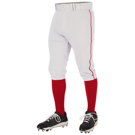 CHAMPRO Triple Crown 2.0 Baseball Knickers with Braid, Adult Large, White, Scarlet