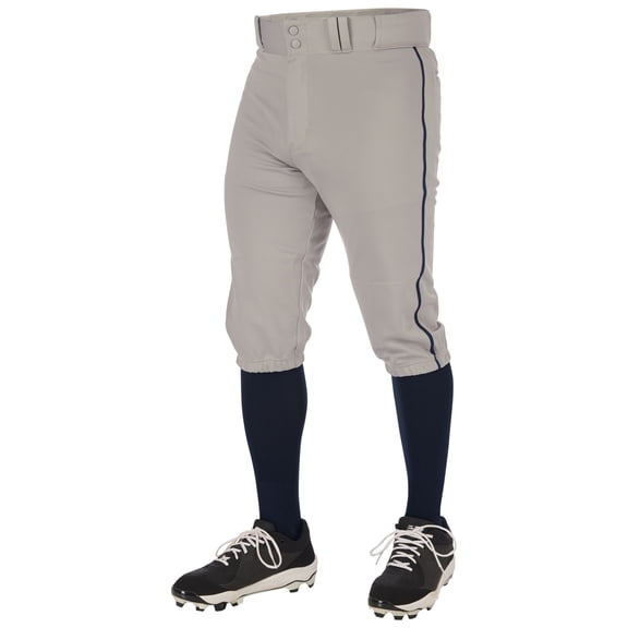 CHAMPRO Triple Crown 2.0 Baseball Knickers with Braid, Youth Medium, Grey, Navy