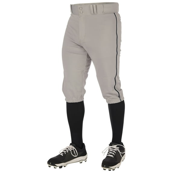 CHAMPRO Triple Crown 2.0 Baseball Knickers with Braid, Youth Small, Grey, Black