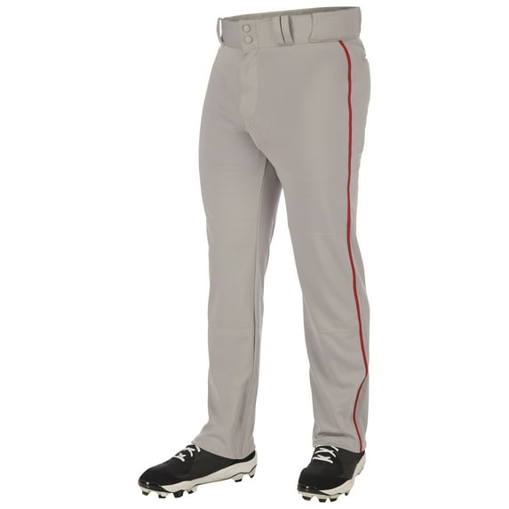 CHAMPRO Triple Crown 2.0 Open Bottom Baseball Pants with Braid, Adult Large, Grey, Scarlet