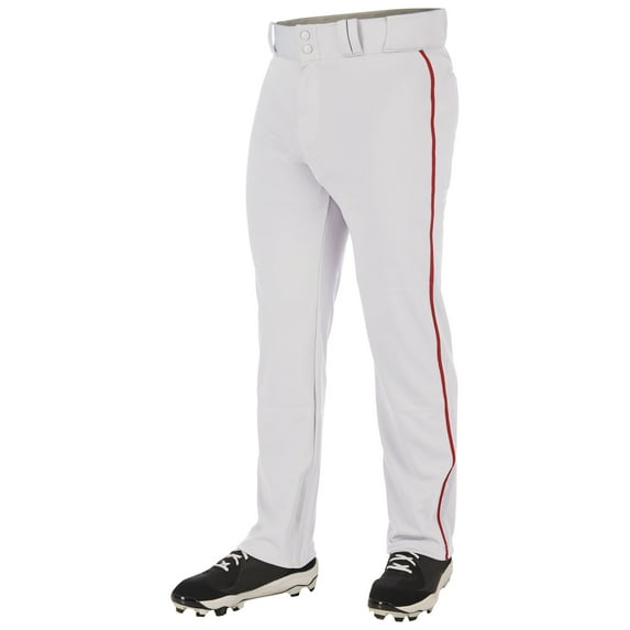 CHAMPRO Triple Crown 2.0 Open Bottom Baseball Pants with Braid, Adult Small, White, Scarlet