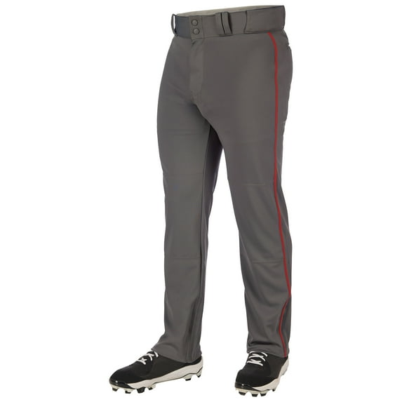 CHAMPRO Triple Crown 2.0 Open Bottom Baseball Pants with Braid, Youth Large, Graphite, Scarlet