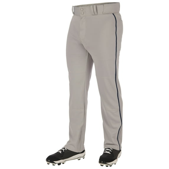 CHAMPRO Triple Crown 2.0 Open Bottom Baseball Pants with Braid, Youth Small, Grey, Navy