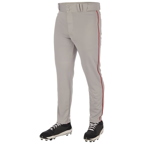CHAMPRO Triple Crown 2.0 Tapered Bottom Baseball Pants with Braid, Adult 3X-Large, Grey, Scarlet