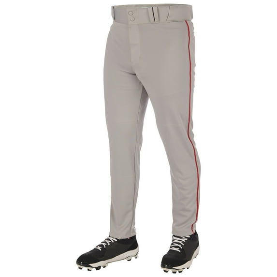 CHAMPRO Triple Crown 2.0 Tapered Bottom Baseball Pants with Braid, Adult Small, Grey, Scarlet