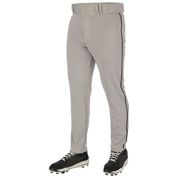 CHAMPRO Triple Crown 2.0 Tapered Bottom Baseball Pants with Braid, Adult X-Large, Grey, Black