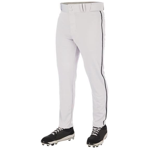 CHAMPRO Triple Crown 2.0 Tapered Bottom Baseball Pants with Braid, Adult X-Large, White, Black