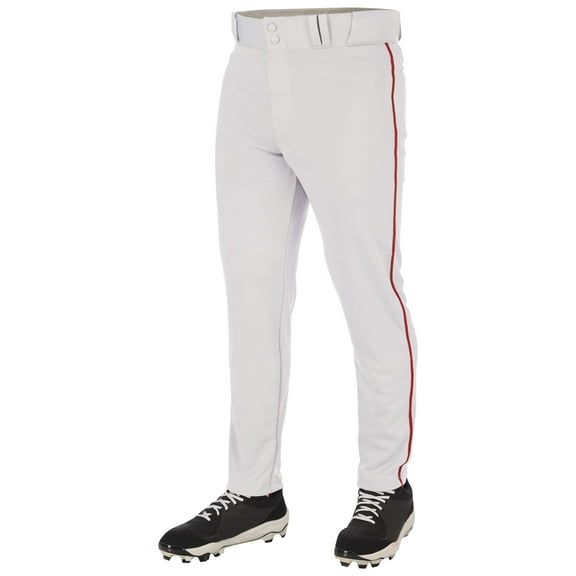 CHAMPRO Triple Crown 2.0 Tapered Bottom Baseball Pants with Braid, Youth Large, White, Scarlet