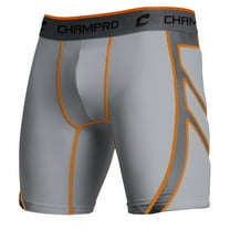 CHAMPRO Wind Up Compression Sliding Shorts, Adult 2X-Large, Grey