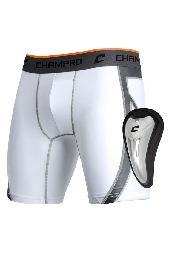 Wind Up Compression Sliding Shorts with Cup, Adult Large, White