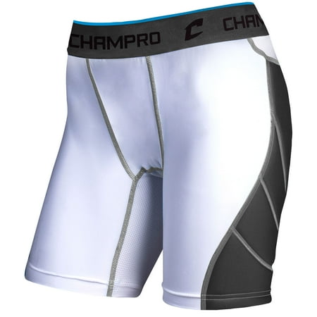 CHAMPRO Windmill Compression Sliding Shorts, Women's Medium, White
