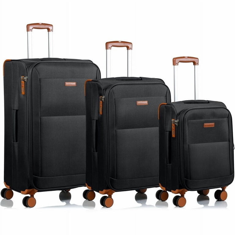 Champs Classic 3-Piece Softside Luggage Set Black with Spinner