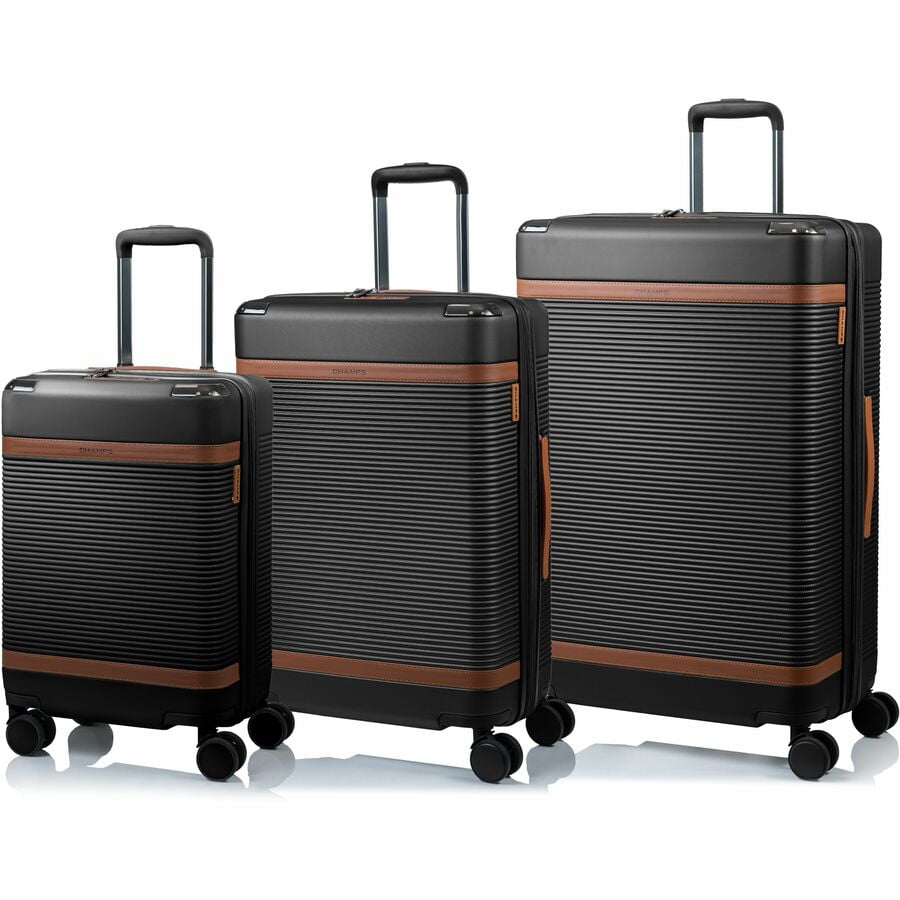 CHAMPS Vintage III Collection, 3-piece Hardside Luggage set, Black