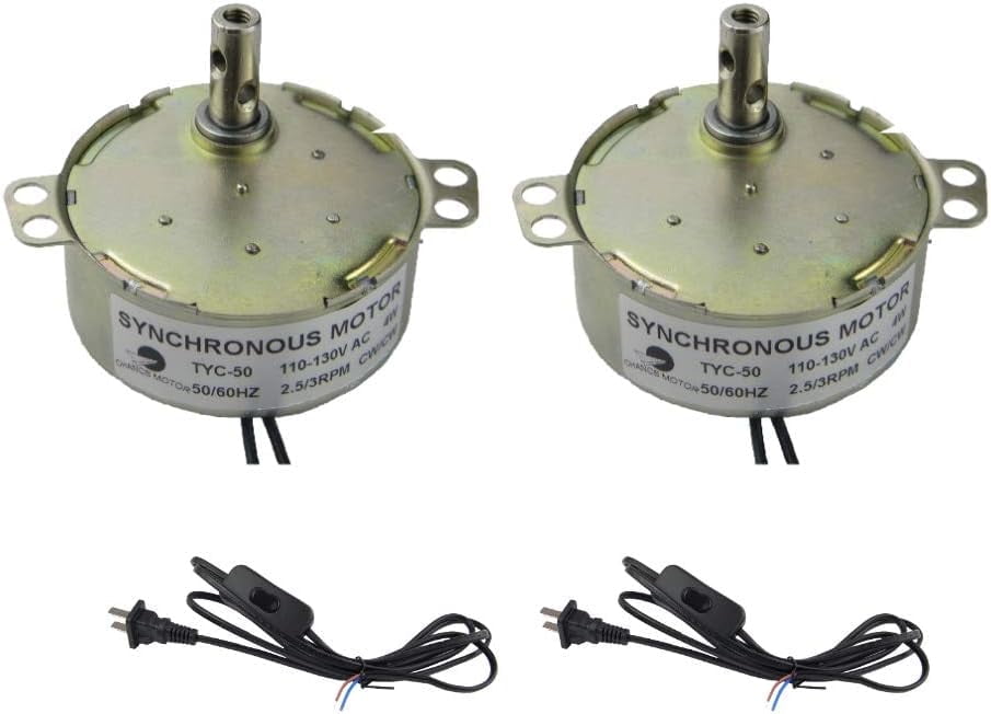Fielect Synchronous Turntable Motor - 4W, 8-10RPM, 110V AC, CW Direction For Fans, Displays, Microwaves