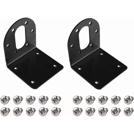 CHANCS 37mm DC Gear Motors Mounting Black Bracket L-Shape Fixed Seat Gear Reduction Motor Holder for 37mm Small GearMotor Series 2PCS