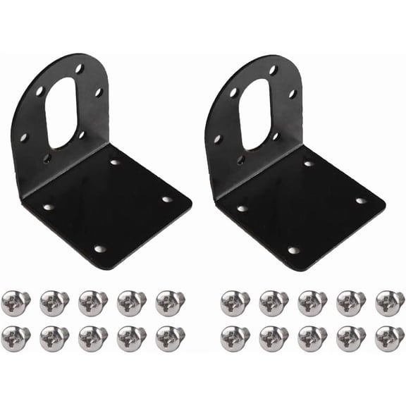 CHANCS 37mm DC Gear Motors Mounting Black Bracket L-Shape Fixed Seat Gear Reduction Motor Holder for 37mm Small GearMotor Series 2PCS