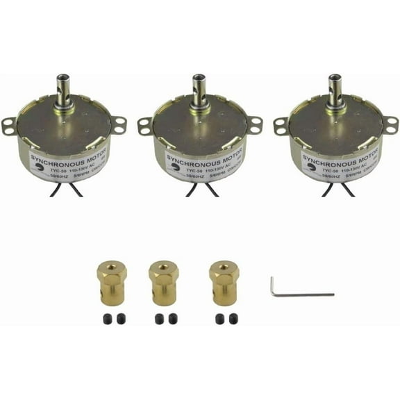 CHANCS 3PCS Synchron Motor Turntable Motor TYC-50 5-6RPM 110V 60HZ with 7mm Flexible Coupling Connector Electric Turntable Motor for Cup Turner,Cuptisserie Rotator