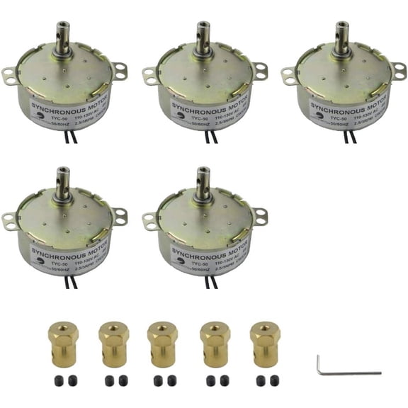 CHANCS 5PCS TYC-50 Synchronous Motor 100V-127V 2.5-3RPM 4W Electric Turntable Motor with 7mm Bore Flexible Shaft Coupling Coupler Connector Kit for DIY Cup Turners for Tumblers