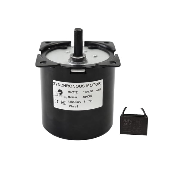 CHANCS 70KTYZ AC Synchronous Motor Low Noise 110V 15RPM Mini Gearbox Electric Reduction Motor CW/CCW Direction Control 40W for Food Machinery