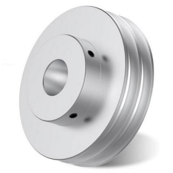 CHANCS Aluminum Alloy Double Groove Pulley 60mm OD 5mm Fixed Bore V-Shape Pulley for Motor Shaft Drilling Machine 6mm(1/4") PU Round Belt