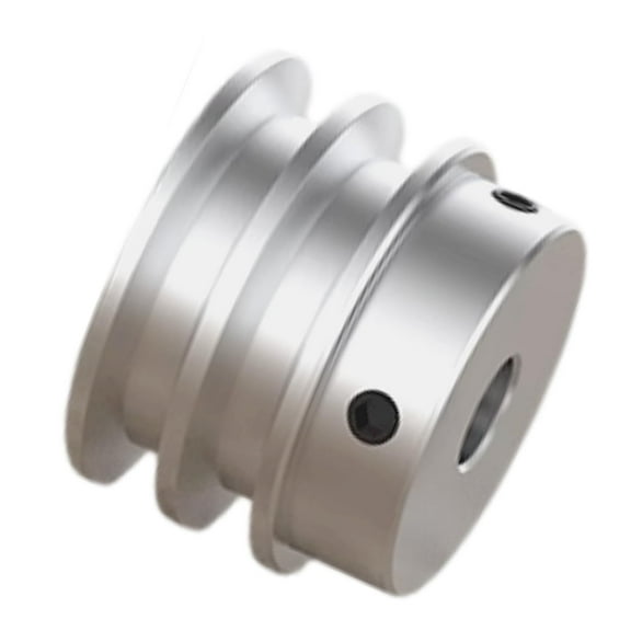 CHANCS Aluminum Alloy Double V-Belt Pulley 40mmOD 20mm Fixed Bore Pulley for Motor Shaft 6mm(1/4") PU Round Belt