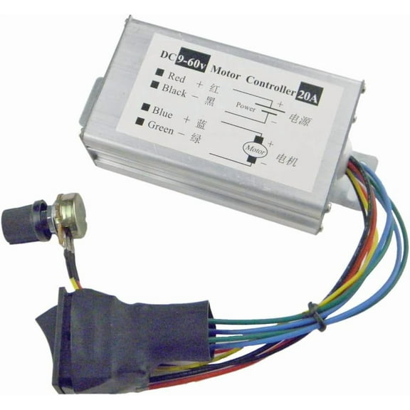 CHANCS Brush Motor Driver Controls Module DC 9V-60V 20A PWM Monitor Dimmer Governor with Switch & Knob