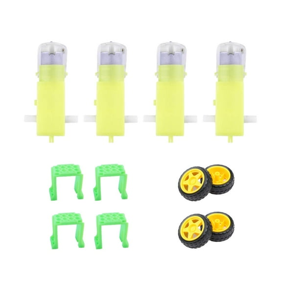 CHANCS DC Gear Motor 1:120 4pcs Double Shaft for Arduino Robot Remote Control Car Motor with Wheel DIY Smart Car Chassis Motor