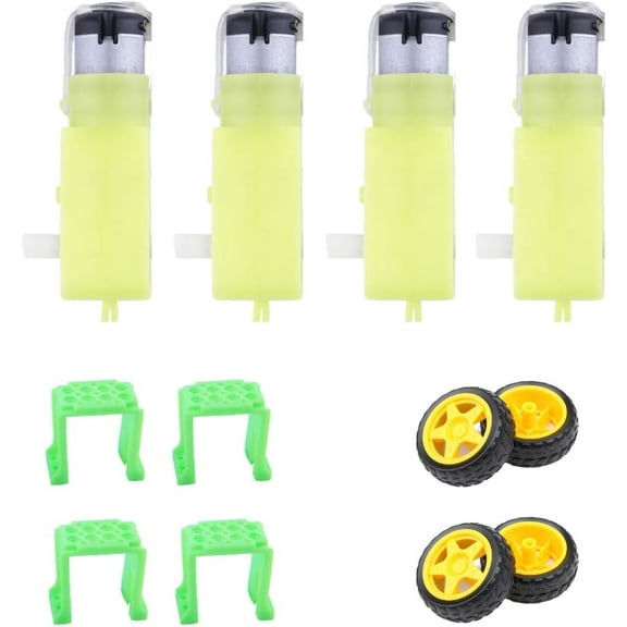 CHANCS DC Gear Motor Magnetic Anti-Interference Chassis Motor 4pcs Single Shaft for Robot Remote Control Car Geared Motor with Wheel