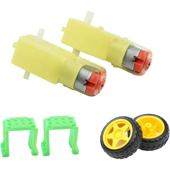 CHANCS Mini DC Motor Double Motor 3V 36RPM 6V 72RPM Geared Motor DC Motor Wheel Parts Kit for Car Chassis 2PCS