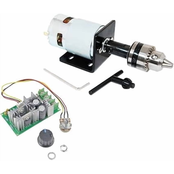 CHANCS Mini Electric Motor 775 DC 12V/24V with Drill Chuck and PWM DC Motor Speed Controller