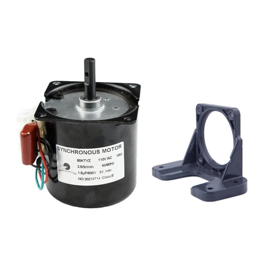 CHANCS Permanent Magnet Motor 60KTYZ AC 110V 2.5-3RPM CW/CCW Synchronous Gear Motor with Motor Bracket Support Fixed Base