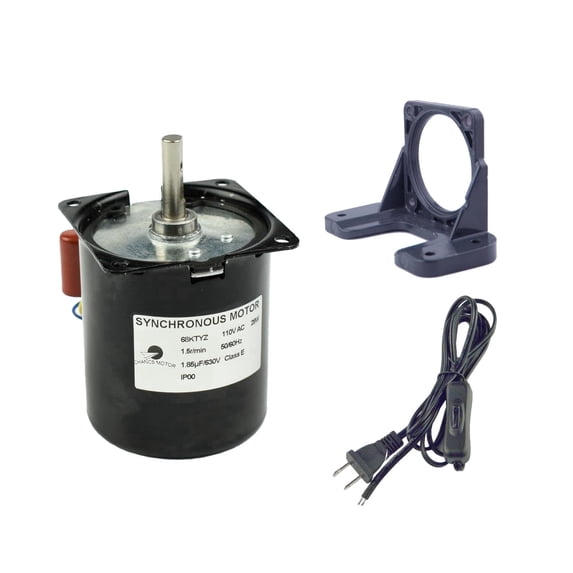 CHANCS Permanent Magnet Synchronous Gear Motor 68KTYZ 110V 1.5RPM with Motor Holder Switch Plug Cord