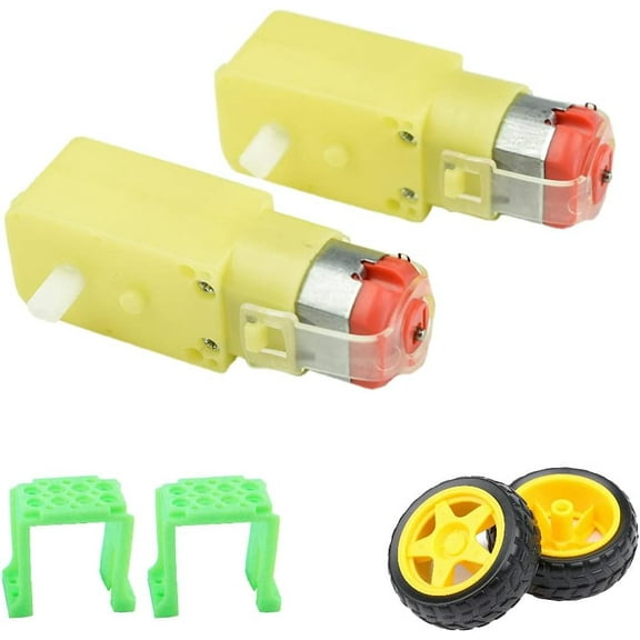 CHANCS Single Shaft Motor Mini DC Motor 3-6V Motor with The Wheel Smart Car Robot Gear Motor 2PCS