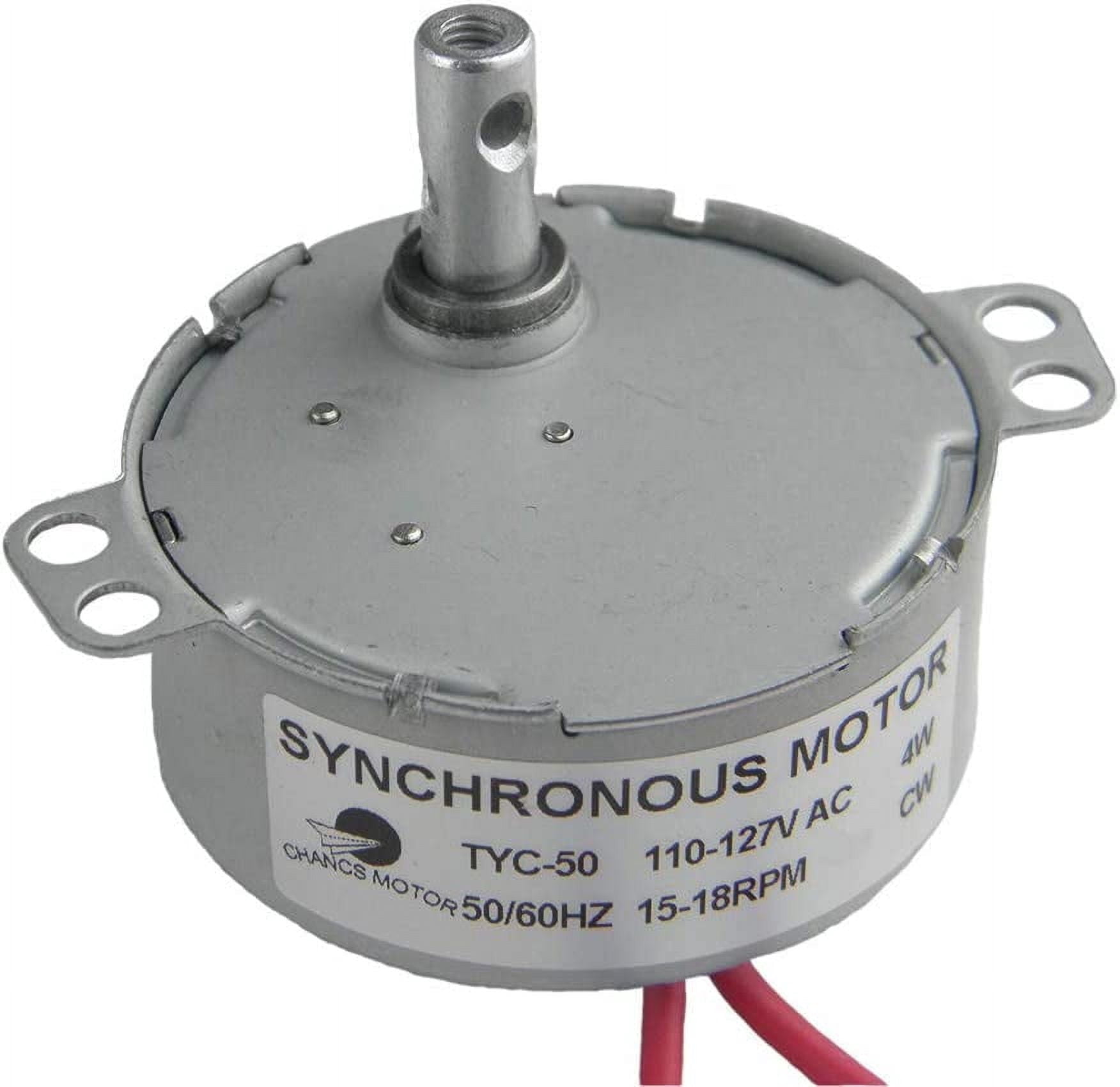 CHANCS Slow Speed Electric Motor TYC-50 110V 15-18RPM CW Micro Motor Turntable Gear for Electric FireplaceBox ffor Electric Fireplace