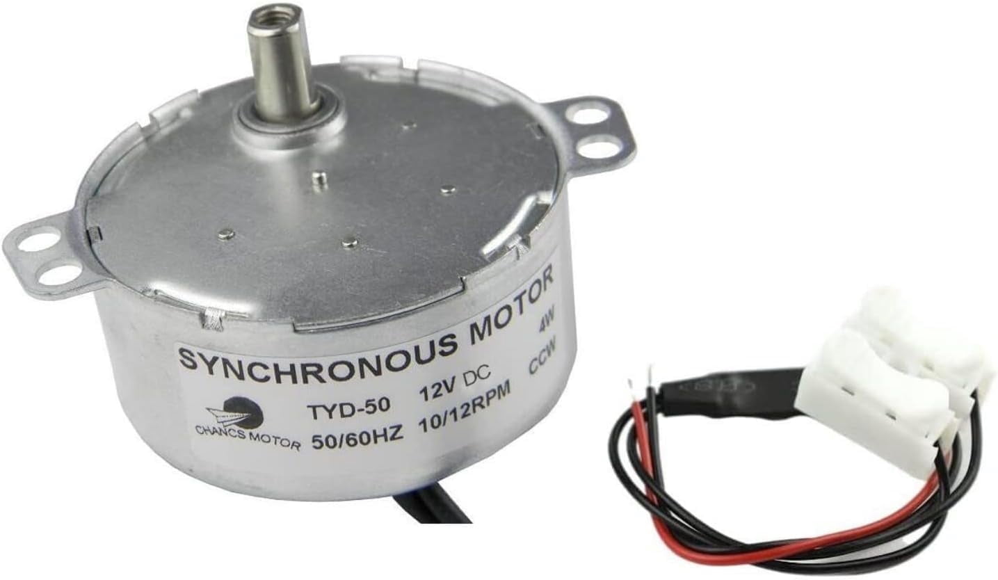 CHANCS Synchronous Motor Micro Motor TYD-50 12V DC 10-12RPM Flush Shaft 11mm Fixed Rotation CCW Electric Gear Motor