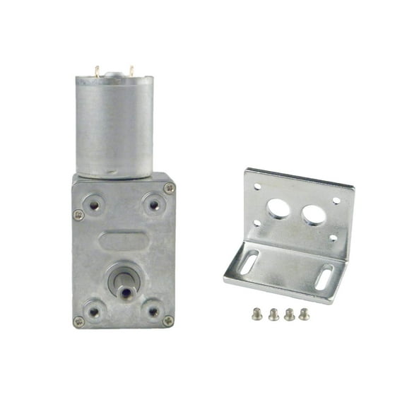 CHANCS Worm Geared Drive Motor 370WG 12V DC 100RPM Right Angle Base Metal Mounting Bracket