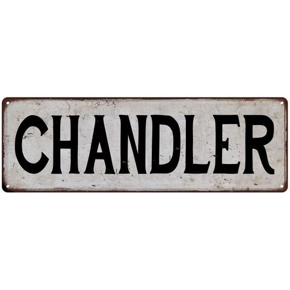 CHANDLER Vintage Look Rustic Metal 6x18 Sign City State 106180041172