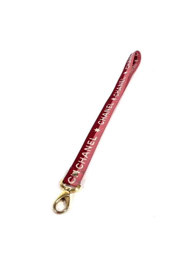 Pre-Owned CHANEL 01P Logo Neck Strap Accessory Canvas Women's Pink