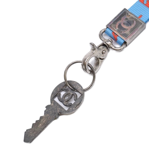 Pre-Owned CHANEL 02S Sport Line Key Neck Strap Necklace Silver Blue Orange Women's
