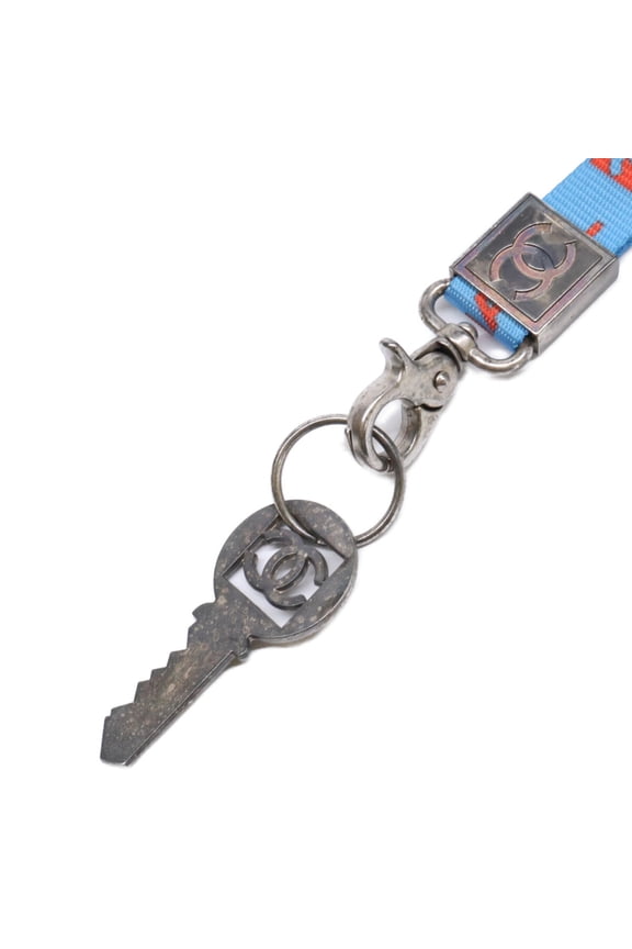 Pre-Owned CHANEL 02S Sport Line Key Neck Strap Necklace Silver Blue Orange Women's