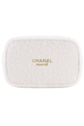 Pre-Owned CHANEL 2024 Christmas Coffret Novelty Pouch, White Tweed with Zipper,... (Good)