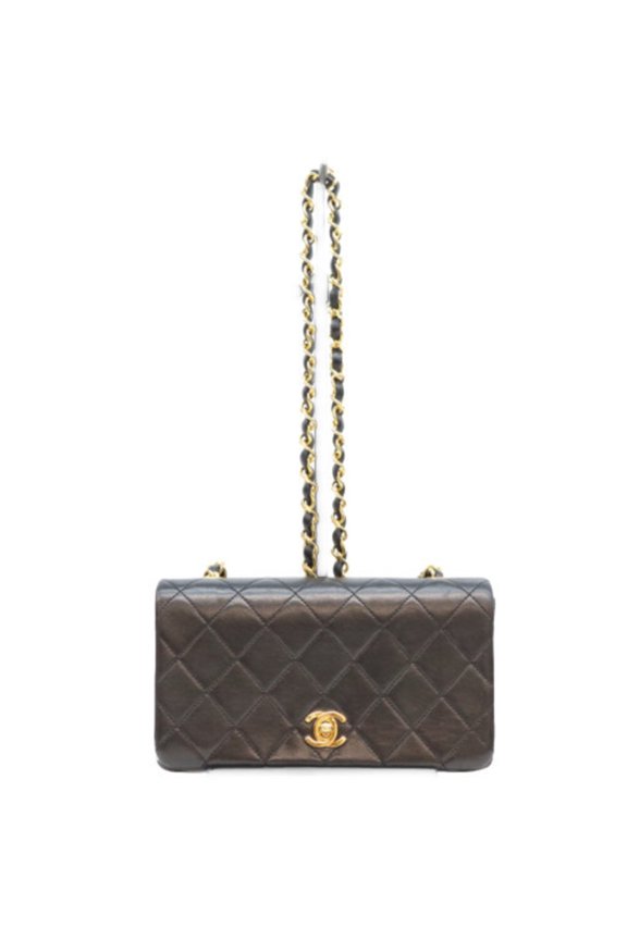 Pre-Owned CHANEL A03571 Turnlock Full Flap Mini Matelass 19 Shoulder Bag, Black with Gold...