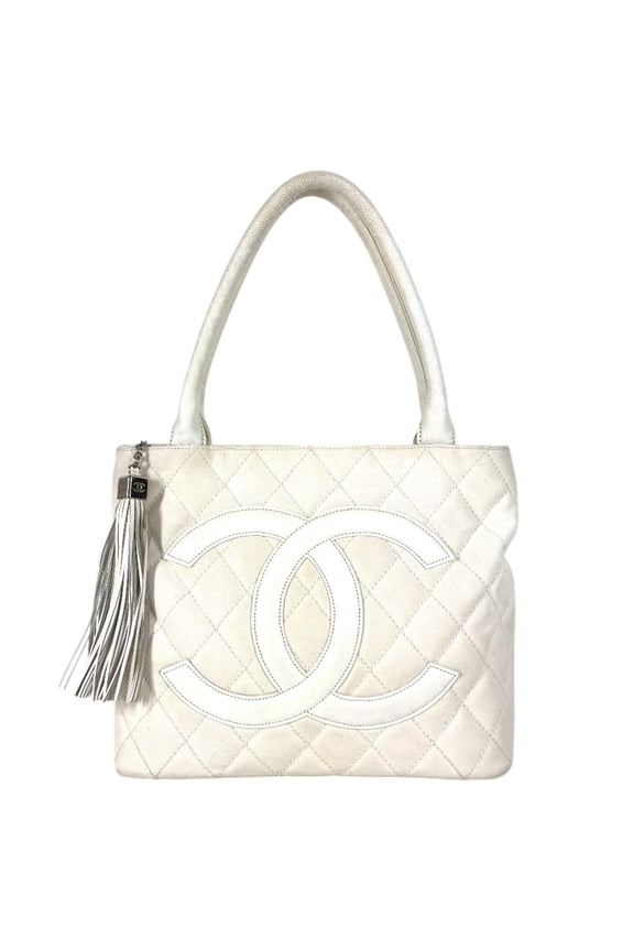 Pre-Owned CHANEL CC Coco Mark Logo Quilted Matelasse Reissue Tote Bag with Fringe and Tassel,...