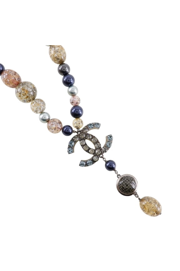 Pre-Owned CHANEL COCO Mark Necklace x Fake Pearl Rhinestone 2006 Multicolor 06P... (Good)