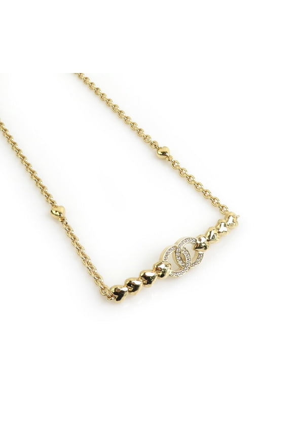 Pre-Owned CHANEL Necklace Metal Rhinestone Gold Women's 90019k (Good)